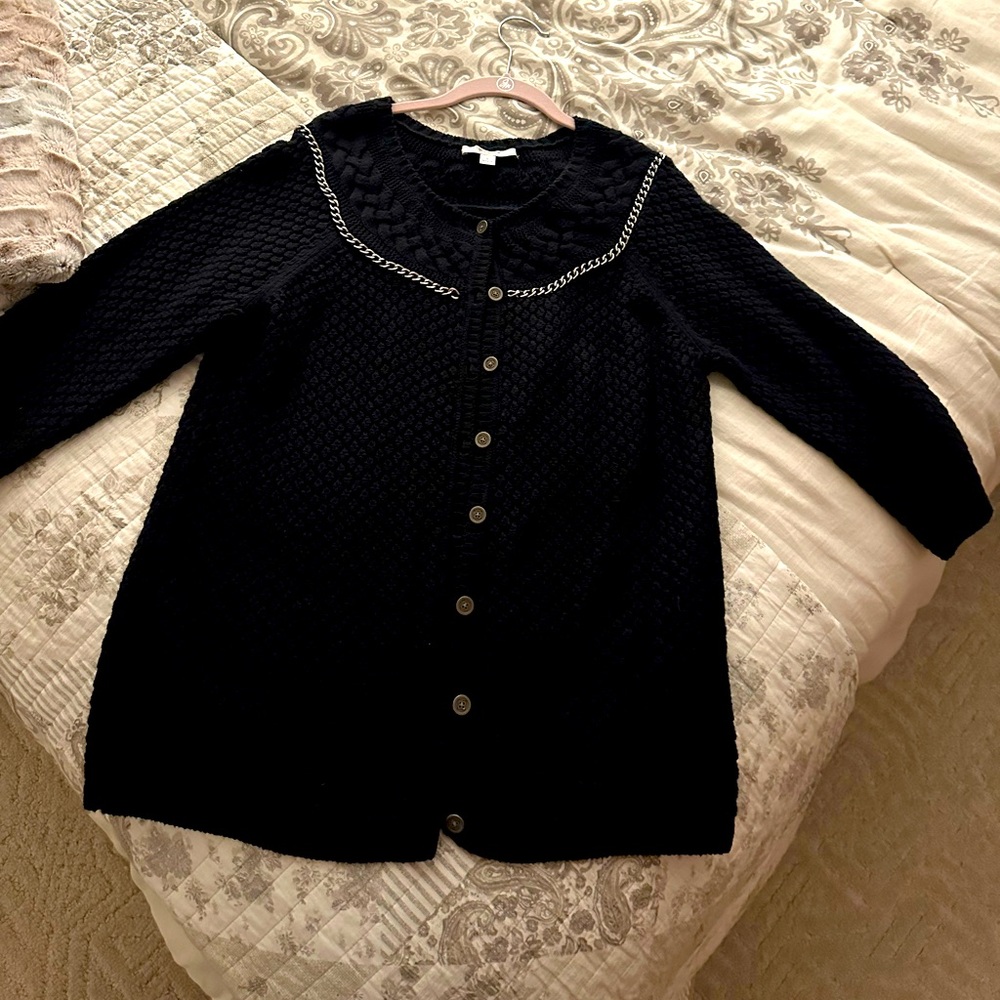 Liz Claiborne cardigan with metal chain detail